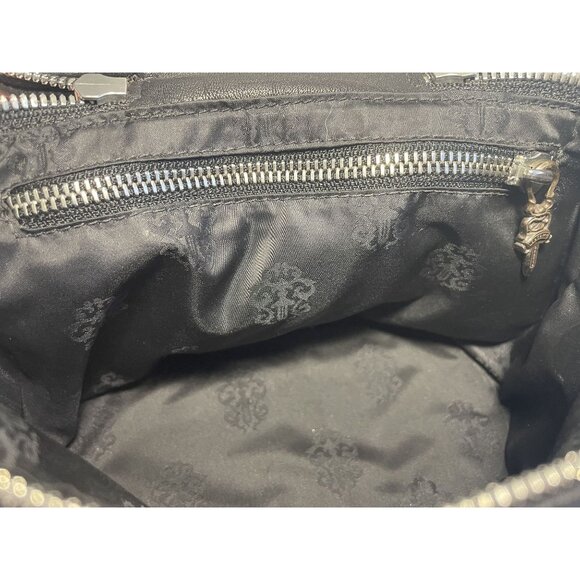 Chrome Hearts Rare Black Leather Handbag With Dual Zipper Closure & Silver Accen - Picture 7 of 14